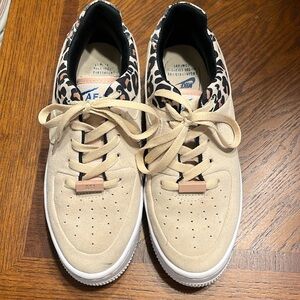 Nike Women's Cream Sneakers with Leopard Print